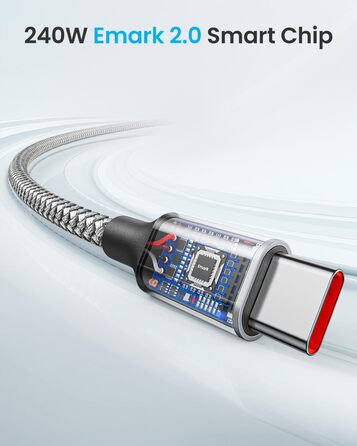 Кабель USB-C на USB-C 240W, 5A, 1.5м, білий: для iPhone, Samsung Galaxy