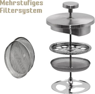 Набір для приготування кави френч-прес, 1 літр, з молочний спінювач, з нержавіючої сталі, термоізольований