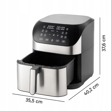 Аерофритюрниця 8л: безмасляна фритюрниця 1800 Вт, 10 програм, з дисплеєм