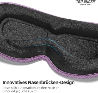3D маска для сну Trilancer, блокує 99.99% світла, ультрам'яка, для бокового сну, медитації, подорожей (фіолетова)