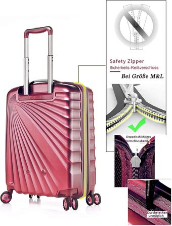 ABISTAB VERAGE Kinetic 4-Double-Wheel Trolley, large, weight -76cm, 106-127 expandable, TSA lock, ABS/PC hard-shell suitcase, travel suitcase, Burgundy (Burgundy, M)