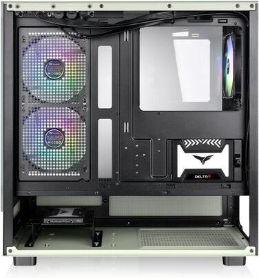 Thermaltake View 270 Plus WS ARGB: Корпус ПК Midi-Tower з темперованим склом, дерево, білий, USB-C, підтримка 360mm радіатора