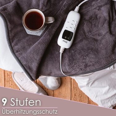 Електрична гріюча ковдра Zilan з автовимкненням | Ковдра для тепла | XXL 180 x 160 см | Таймер | Можна прати при 40°C | 9 температурних режимів | З пультом дистанційного керування | Тепла ковдра | Підігріваюче підстилка | Тепла ковдра