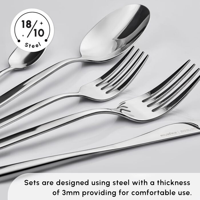 Karaca Lisbon Cutlery Set with Box Set, 60-Piece, for 12 People, 18/10 Stainless Steel Cutlery Set, Dishwasher Safe, Perfect for Everyday Use, Premium Quality