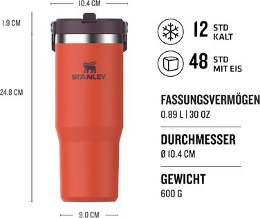 Stanley Flip Straw Tumbler 1.0 Drinking Bottle with Straw 0.89L - Thermos Bottle Keeps 12+ Hours Cold - Dishwasher Safe - Sports Bottle - Water Bottle BPA Free - (Tigerlily Plum)
