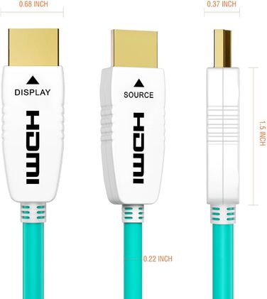 HDMI 2.1 оптоволоконний кабель 1м, 48 Гбіт/с, 8K@60Hz, 4K@120Hz, Dynamic HDR, eARC, Dolby, HDCP 2.2/2.3, сумісний з PS5, Xbox Series X, RTX 4090, TV, Beamer, AVR, зелений