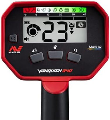 Металодетектор Minelab Vanquish 340 - багаточастотний, для дорослих, з водонепроникною котушкою V10 30x21 см (3 режими пошуку)
