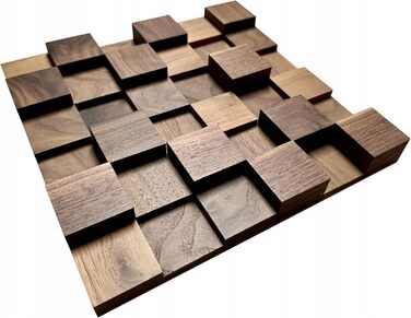 Акустичний диффузор 2D 500 (30x30 см) — Дерев'яна настінна панель для корекції звуку, колір волоський горіх