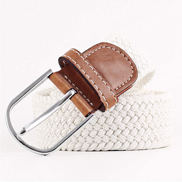 Жіночі еластичні пояси Chalier (2 шт.) - плетений стрейч-пояс, чорний та темно-синій, універсальний розмір, темно-синій та білий