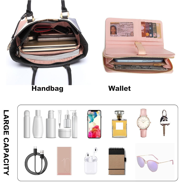 Сумка жіноча Lulu Daen середнього розміру з PU шкіри, комплект 2 в 1, нюдовий колір - для роботи, подорожей, бізнесу