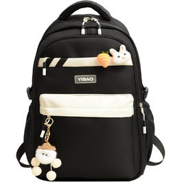 Шкільний рюкзак для дівчинки-підлітка 2025, рюкзак для школи/гімназії, рюкзак Kawaii для старшої школи з відділенням для 15.6' ноутбука, повсякденна шкільна сумка для подорожей, 22L, чорний
