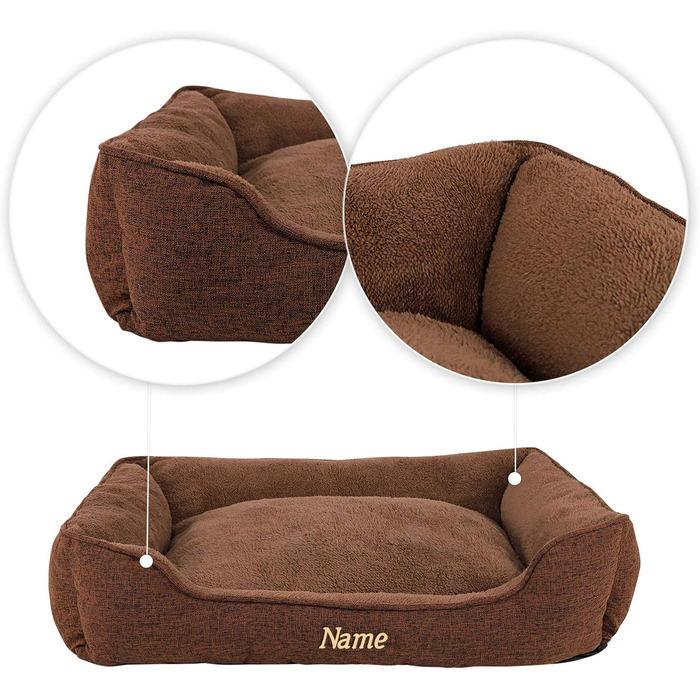 М'яке ліжко для собак Lionto знімний чохол, 75x60 см, коричневе, для собак та котів, з антиковзким дном