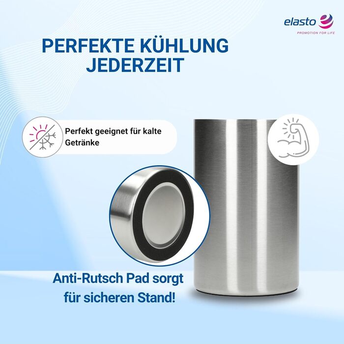 Охолоджувач для пляшок 'Chill' - двостінний сталевий охолоджувач для вина, шампанського, пива - подарунок для любителів вина, 2 шт., сріблястий