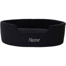 Lionto Dog Bed with Reversible Cushion and Washable Cover, Stable Dog Basket with Anti-Slip Dots, 92x72 cm, Cozy Pet Bed for Dogs and Cats with Plush, (Black, L 83 x W 63 x H 27 cm (with name tag))