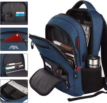 YAMTION Backpack Men's School Backpack for 15.6 Inch Laptop Backpack Work Waterproof Business Daypacks Boys Teenage 35L (Blue230, 15.6 Inch)