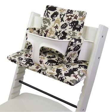 Подушка-накидка BambiniWelt для стільчика Stokke Tripp Trapp, 2-елементний комплект, 15 кольорів, змінне сидіння, бежево-коричневі тварини