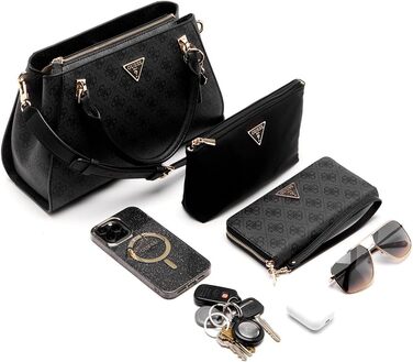 Сумка жіноча GUESS Noelle II Luxury Satchel з логотипом, чорна