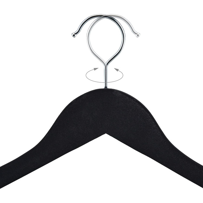 Relaxdays Velvet Clothes Hangers, 10-Piece Set, Wide Shoulders, Hanger with Trouser Bar, 360° Swivel Hook, Suit Hanger, Black