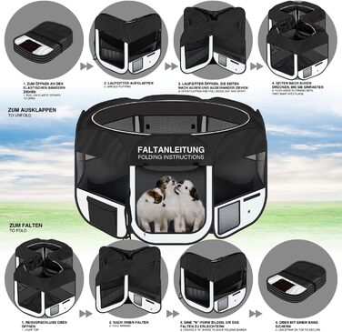 All Pets United Playpen - Large Pet Enclosure for Dogs, Cats, Rabbits & Small Animals - Indoor/Outdoor Use (Black & Beige)