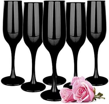 6 келихів для шампанського, prosecco та шампанського Sendez, 200 мл, чорні