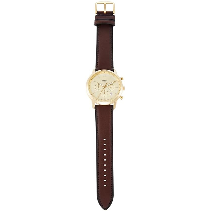Годинник чоловічий Fossil Neutra Chronograph, шкіряний ремінець (коричневий/золотий), кварцовий механізм