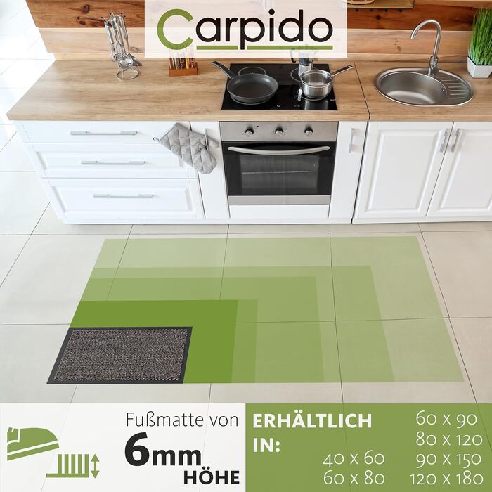 Килимок для дому Carpido 40x60 см - швидковисихаючий, антиковзаючий, для входу, сірий (2 шт.)