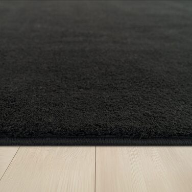 Килимок для вітальні TT Home з коротким ворсом, чорного кольору, 120 см (круглий), антиковзаюча підкладка, сучасний, можна прати