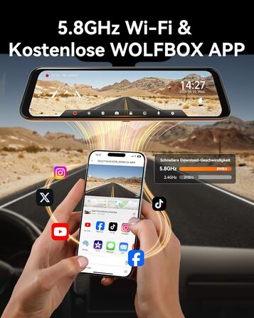 WOLFBOX Дзеркало заднього виду з камерою 12