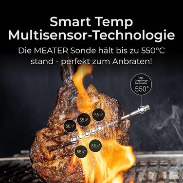 MEATER Pro Duo: Розумний термометр для м'яса | Висока термостійкість 550°C | Велика дальність | Сертифікована точність | Для BBQ, духовки, гриля, коптильні, фритюрниці | 50+ рецептів в додатку