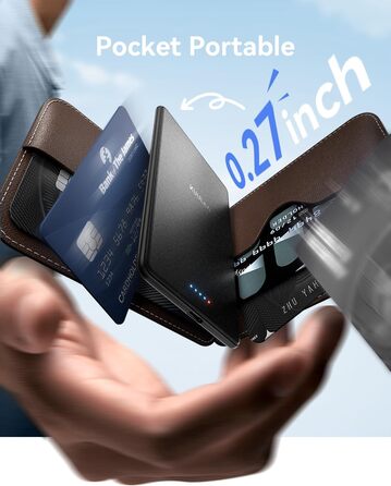 Power Bank Kuulaa Ultra Slim Magsafe, 5000mAh, бездротова зарядка, Type-C, 20W, чорний