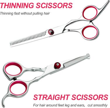 Набір професійних ножиць для грумінгу собак Newaner: ножиці з нержавіючої сталі, безпечні, для собак та котів, фінішна та пряма, гребінець для грумінгу, фіолетовий