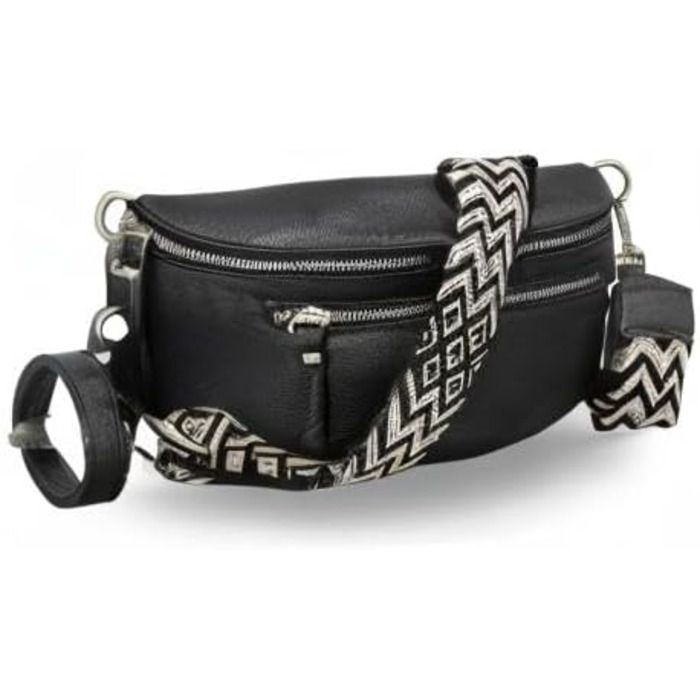 Жіноча сумка Brise Art Lucia з екошкіри, італійського виробництва: сумка через плече, поясна, 3 відділення (Чорний)