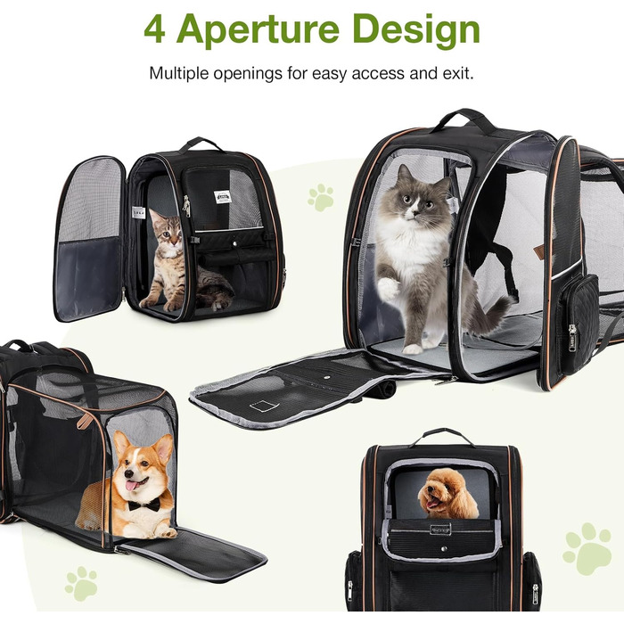 Рюкзак-переноска для котів Hunderucksack, 2-в-1, до 8 кг, розширюваний, чорний