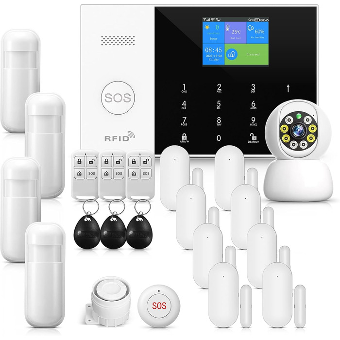 Охоронна сигналізація PGST для квартири, GSM/WiFi система з 120 дБ сиреною, інтелектуальний пульт, LCD-дисплей, голосові повідомлення, захист дверей і вікон, для будинку, гаража, автодому (Pg105-2geu-e/T53a)
