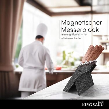Магнітний тримач для ножів Kirosaku з МДФ дерева, чорний, 24x3x21,5 см, стильний, з гумовою підкладкою, легке очищення, потужний магніт для кухні
