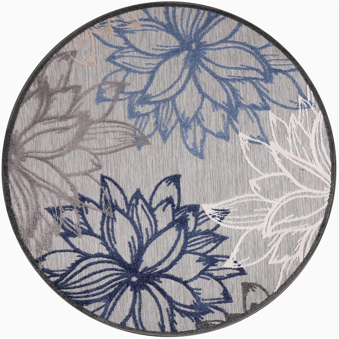 Килимок Impression Outdoor - вологостійкий, для балкона, тераси, саду, дому (120 см, сіро-блакитний)