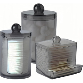 Диспенсер для ватних дисків та паличок з PET, чорний. Організатор для косметики та макіяжу.