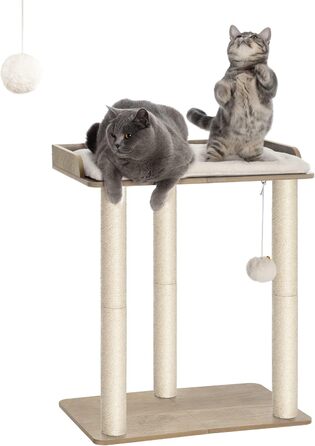 Когтеточка для котів FourFurPets, 68 см, три стовпи з цільного сизалю 60 см, платформи 56×40 см, вінтажно-коричнева, грейж