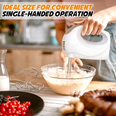 Електричний міксер CX-6613 білий: 5 швидкостей, набір насадок (міксер, вінчик, гачки для тіста)