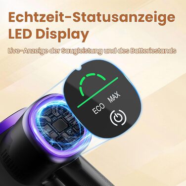 Бездротовий акумуляторний пилосос S9 з гнучким гофрованим всмоктувачем, 45000Pa/500W/45хв, станція зарядки, самостійна підставка, підходить для шерсті тварин, килимів, твердих поверхонь.