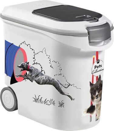Контейнер для корму для собак Curver – 35 л/12 кг – Pets Collection – герметичний, з колесами, 28 x 49 x 43 см