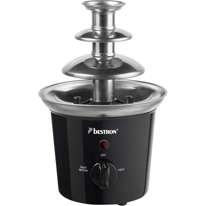 Шоколадний фонтан Bestron з 3 ярусами, 60 Вт, чорний колір, з підігрівом