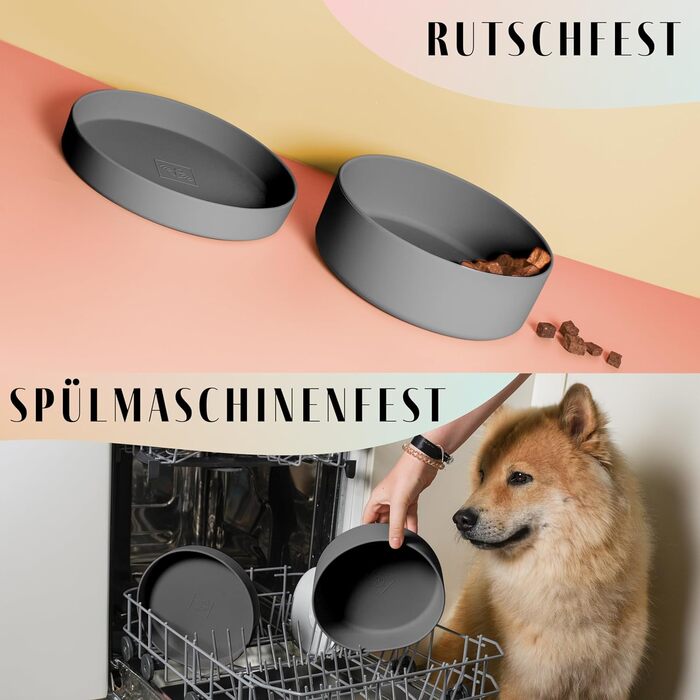 Миска для собак Ne&no® Silikon Fress 1200 мл, сірий графіт, з кришкою, антиковзаюча