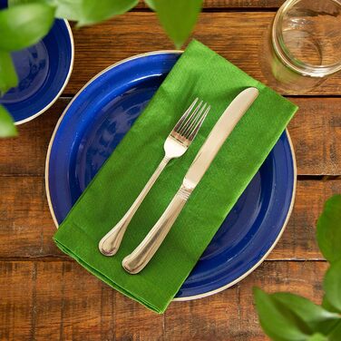 Cotton Craft - Napkins, 100% Cotton, 20 x 20 Oversized - Set Contains Magenta, Lime, Red, Stone, Black, Lavender, Grape, Orange, Teal, Navy Blue, Mustard, and Leaf, Cotton, Blue, 20x20