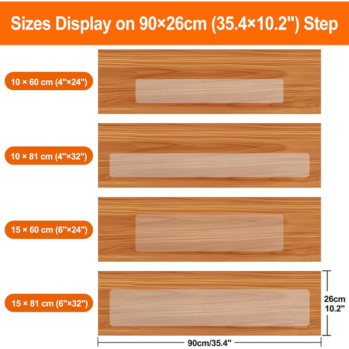 Килимочки на сходи Spurtar Antirutsch, прозорі, самоклеючі, 15 шт., 10 x 60 см