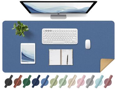 Підкладка для миші та столу Leder Schreibtischunterlage 80x40 см, синя - килимок для письма, офісний аксесуар для комп'ютера та ноутбука