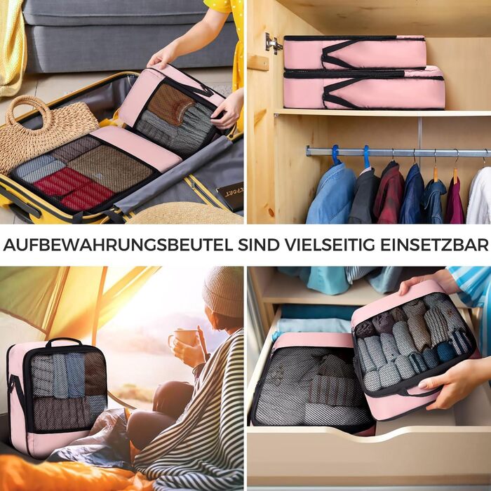 Набір кубиків для пакування багажу BAGLHER - Компактний органайзер для подорожей, рожевий