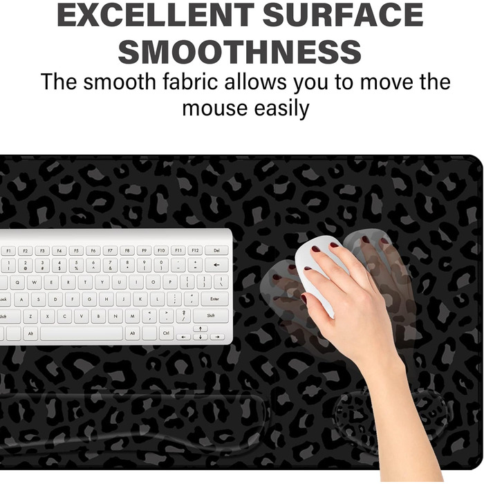 Килимок для миші 80x40 см 3-в-1 з підставкою для зап'ястя та клавіатури, антиковзаюча основа, стильний дизайн для геймерів, дому та офісу (J3-Gepard)