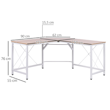 HOMCOM L-Shaped Desk Corner Desk 150x150x76cm Corner Desk Made of MDF in Natural Color for Home Office & Study