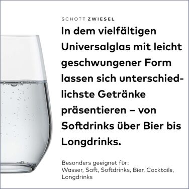 Набір склянок для води SCHOTT ZWIESEL Viña 6 шт, універсальні келихи з кришталю Tritan, для напоїв, можна мити в посудомийці, вироблено в Німеччині